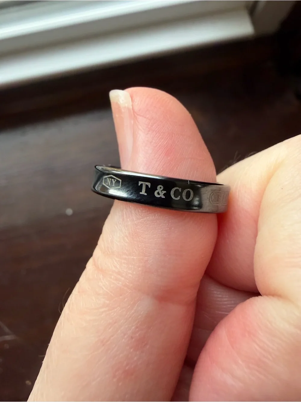 Tiffany & Co Gunmetal Ring Size 7